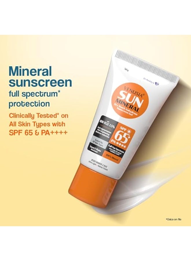 VENUSIA Dr. Reddy's Mineral Sunscreen SPF 65 | Full Spectrum Protection - UVA, UVB, Blue Light, Visible Light | Dermatologist Recommended | For Anti-pigmentation | Sun Damage Repair | Suitable for All Skin Types | 50g - Image 3